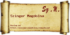 Szinger Magdolna névjegykártya